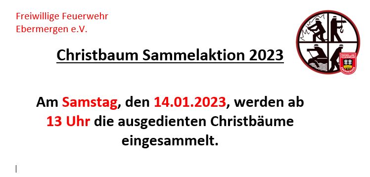 Christbaum Sammelaktion Freiwillige Feuerwehr Ebermergen